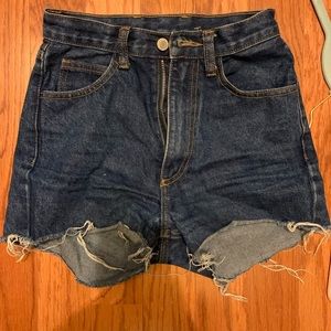 like new high waist dark wash shorts